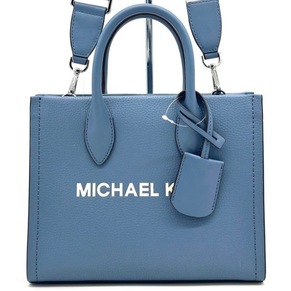 Michael Kors Mirella Small Pebbled Leather Crossbody Bag Blue Denim